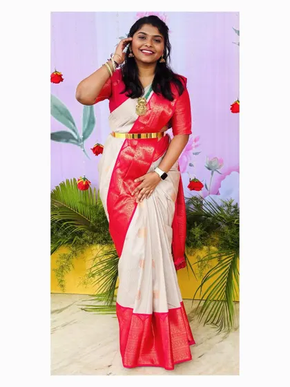 Proof that I can manage six yards of saree drama and still smile at a South Indian wedding.