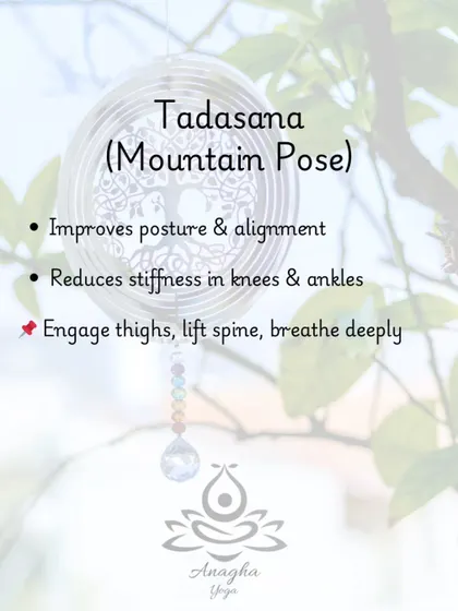 Tadasana (Mountain Pose) is a foundational pose for arthritis relief, as it improves posture and alignment, reducing stiffness in the knees and ankles.