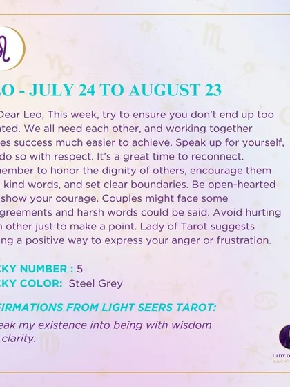 This week's tarot reading for Leo. Try to ensure you don't end up too isolated. It's a great time to reconnect and nurture your relationships with respect and courage.