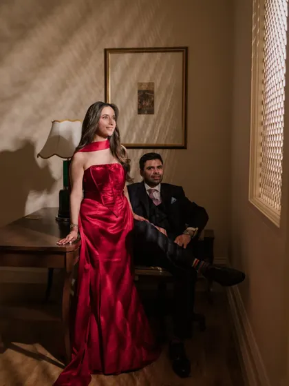 Using light to paint a picture. This portrait of Nehar and Varun has a classic, painterly quality, showcasing my fine art approach to wedding photography.