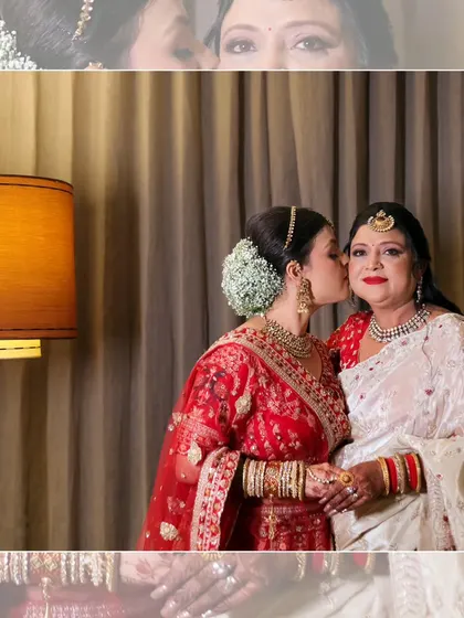 A sweet kiss on the cheek. This photo beautifully captures the love between a bride and her mother just before the ceremony.