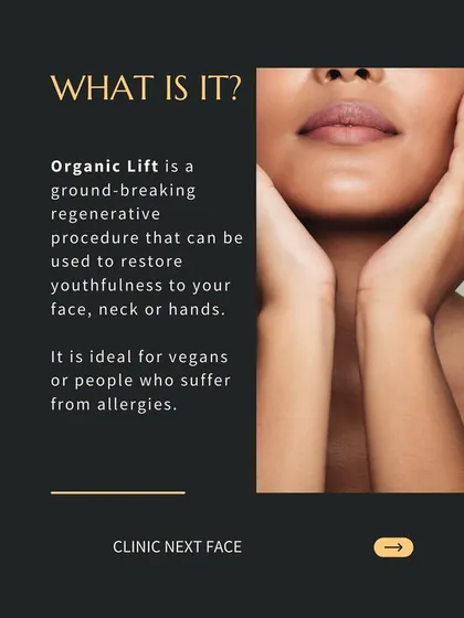What is our Organic Lift? It's a groundbreaking regenerative procedure that uses a gel from your own blood to restore youthfulness to the face, neck, or hands. It's an ideal treatment for vegans or anyone who suffers from allergies.