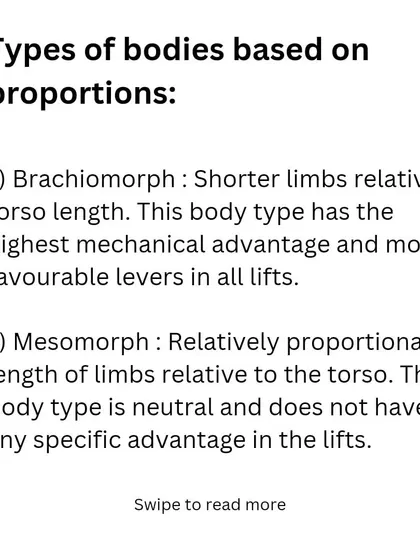 I classify bodies into three types based on proportions: Brachiomorph, Mesomorph, and Dolichomorph. Understanding your body type is key to training according to your unique leverage.