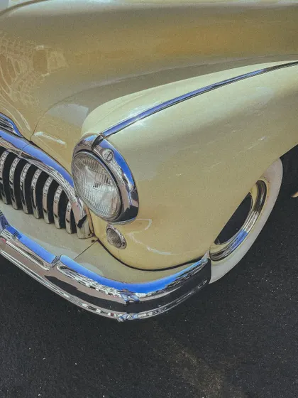 The soft yellow and chrome details of another vintage beauty. I love how these cars have so much personality.
