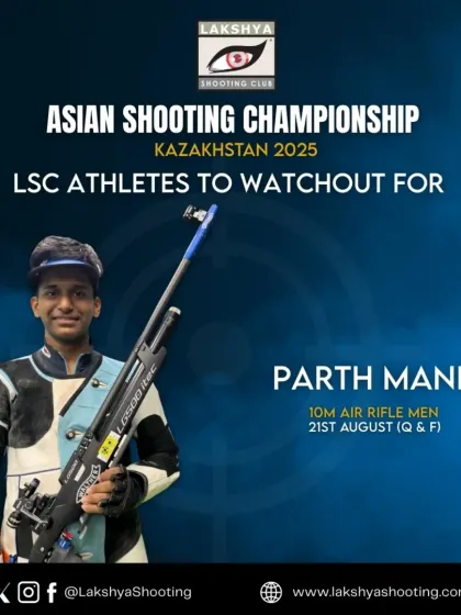 Parth Mane, representing India in the 10m Air Rifle Men event at the Asian Shooting Championship, a result of his dedicated training at our club.