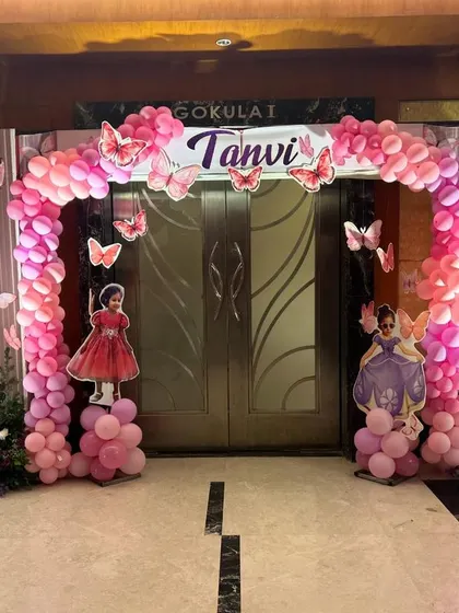 The beautiful butterfly-themed entrance, creating a perfect photo opportunity for guests as they arrive.