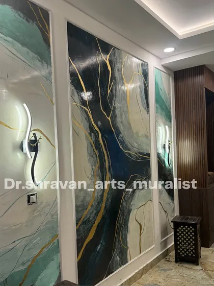 Another view of the granite mural, showing how it fits into the larger space of the villa's living room. The goal is always to add luxury to the ambience, and this piece does exactly that.