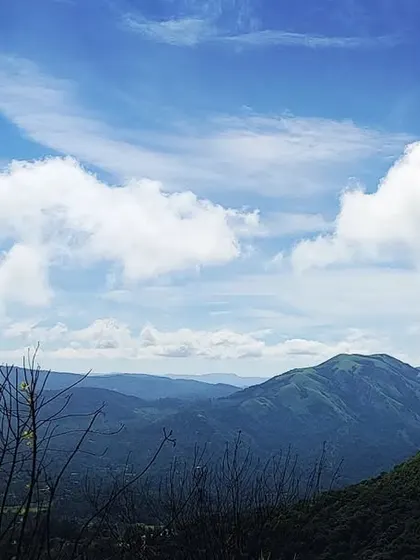 A beautiful vista of the mountains in Mudigere, showcasing the layers of hills under a vast, cloud-filled sky. It's a perfect example of the landscapes I love to film.
