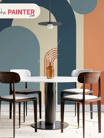 A duplicate image of the Boho abstract wall art, highlighting its ability to bring an elegant and artistic vibe to a dining area.