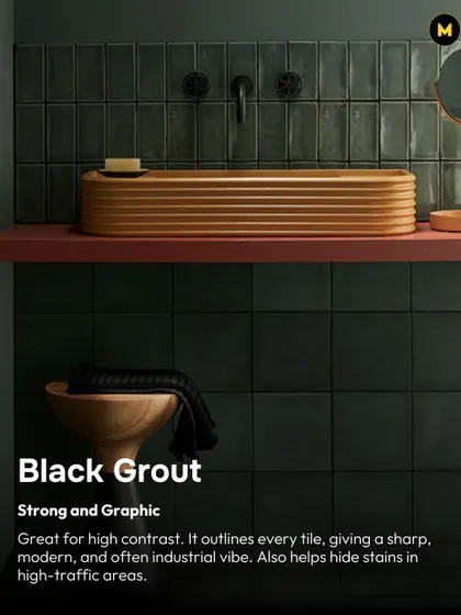 Black grout creates a strong, graphic look that is great for high-contrast designs. It outlines every tile, giving a sharp, modern, and often industrial vibe. It's also excellent for hiding stains in high-traffic areas.