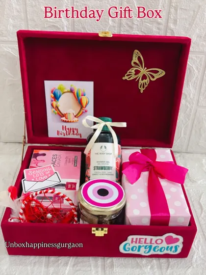 The fully assembled birthday gift box, ready to unbox happiness and create a memorable experience.