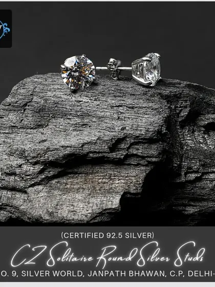 Our classic round solitaire ear studs, a must-have for any collection. These unisex studs feature high-grade CZ stones set in certified 92.5 silver, perfect for everyday elegance.