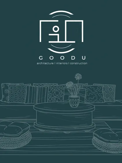Our logo and an illustrative sketch representing our core services: Architecture, Interiors, and Construction. We are passionate about transforming spaces into meaningful experiences, from the foundational structure to the final decorative touch.