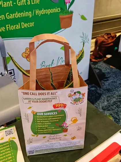 A look at our eco-friendly gift bags for the Retail Leadership Summit 2024. Each bag contains a live plant, promoting sustainability and nature at corporate events.