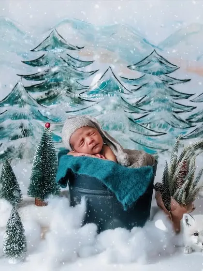 A winter wonderland scene, right in your home. With a snowy backdrop, tiny pine trees, and a furry white fox, this setup captures the magic of a winter forest.