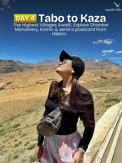 Day 4: Tabo to Kaza. Get ready to explore the highest villages, visit Dhankar Monastery, and send a postcard from the world's highest post office in Hikkim.