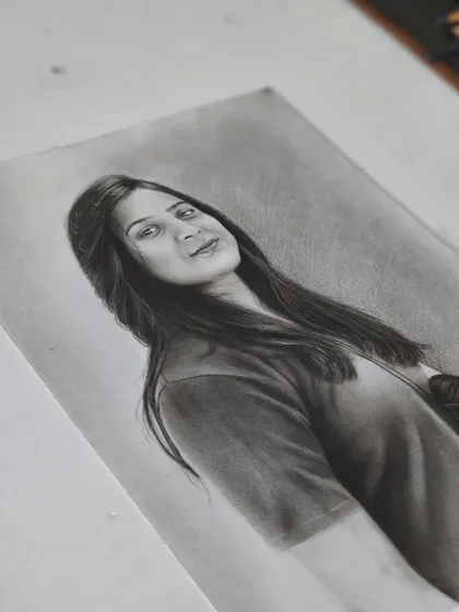 Another angle of the finished portrait.