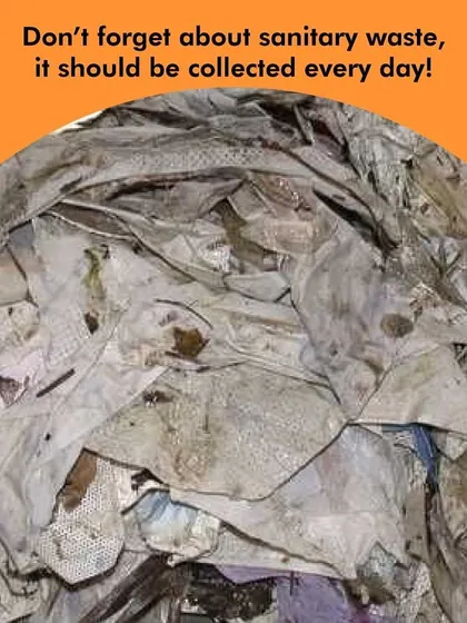 Sanitary waste requires special handling. It should be collected daily and sent to a proper incineration plant. We help communities set up a safe and hygienic collection system for it.