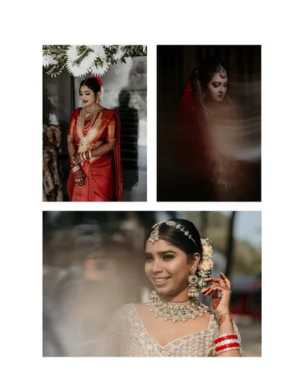 A collage of beautiful, artistic bridal portraits. The use of creative framing, reflections, and soft focus demonstrates a variety of styles to make every bride look her best.
