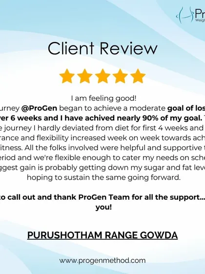 Purushotham achieved nearly 90% of his goal of losing 10 kgs in 6 weeks. He notes the supportive team and the improvement in his sugar and fat levels.