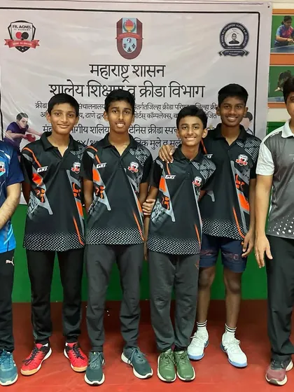 Our victorious U-14 boys' team with their coaches after winning the gold medal at the Mumbai Divisional DSO Inter-School event.