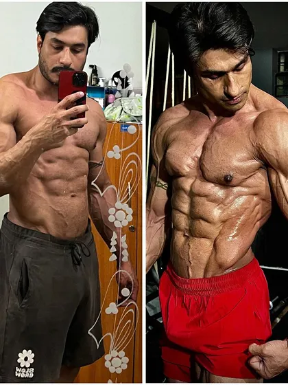 85 kgs vs 75 kgs. This side by side comparison shows the difference between peak performance and peak aesthetics, and I explain the mindset and diet behind each phase.