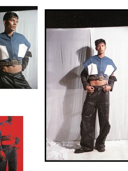 A composition on 35mm film that combines a full-length shot with smaller, layered images. This experimental layout showcases a playful approach to presenting analog work.