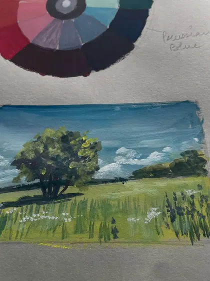 Another look at my small landscape painting. These quick studies are a great way to practice and play with colours.