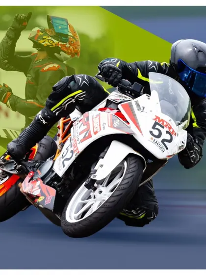 A graphic celebrating a rider's victory. The feeling of crossing the finish line first is what we train for.