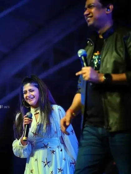 A fun, interactive moment with my co-performer on stage. Our shows are filled with energy and spontaneity.