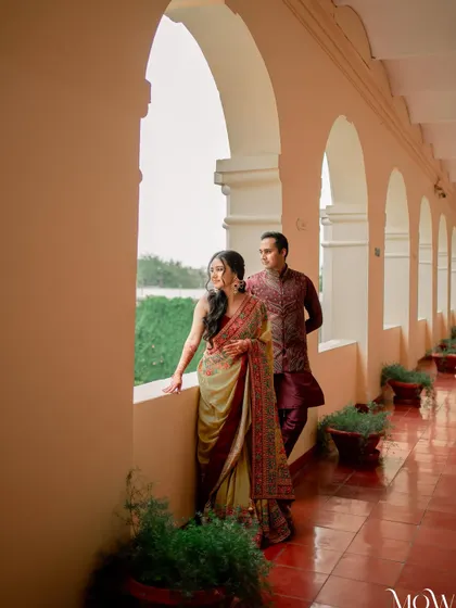 A vintage dream in Agra. This shot captures the royal vibe of Anu's Mehendi function.