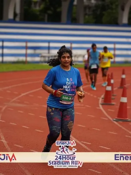 Finding my rhythm on the track. Long-distance running was a new challenge, but my strength training provided a solid base to build my endurance.