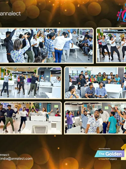 We bring the party to the workplace! This collage captures the energy from a corporate flashmob we did for Annalect India's 10th-anniversary celebration, turning their office into a dance floor.