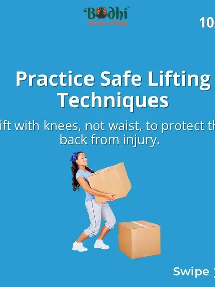 Protect your back from injury with safe lifting techniques. Always lift with your knees, not your waist. This simple habit can save you from a lifetime of pain.