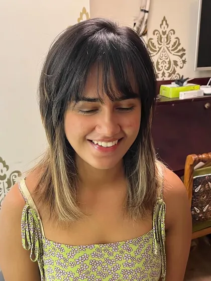 Priyansha looking happy with her new textured cut.