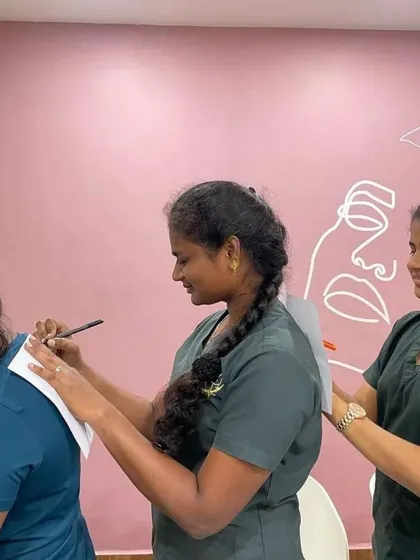 An icebreaker activity where participants write positive feedback on each other's backs. This helps build team morale and reinforces a positive communication culture within the clinic.
