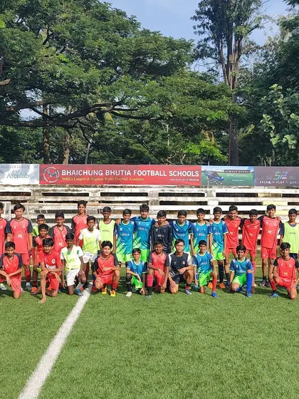 Our full U15 youth league team lines up for a photo after a friendly match, preparing for the competitive KSFA season ahead.