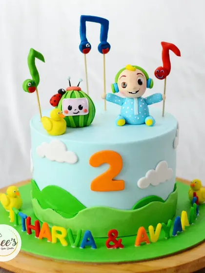 This Cocomelon cake is bright, cheerful, and full of music, with edible musical notes and a happy JJ on top.