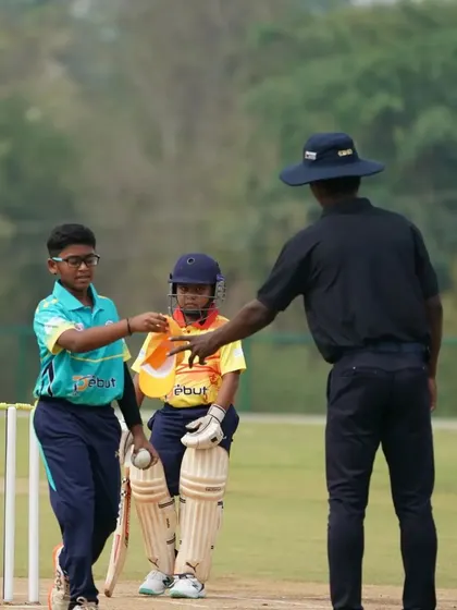A moment of sportsmanship as players interact between overs, a value we strongly encourage.