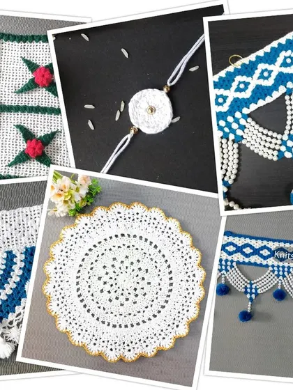 A collection of my creations in white and blue, put together for the second day of Navratri.