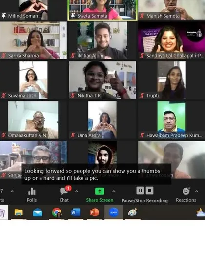 The community showing their support with thumbs-ups during the virtual book launch event.