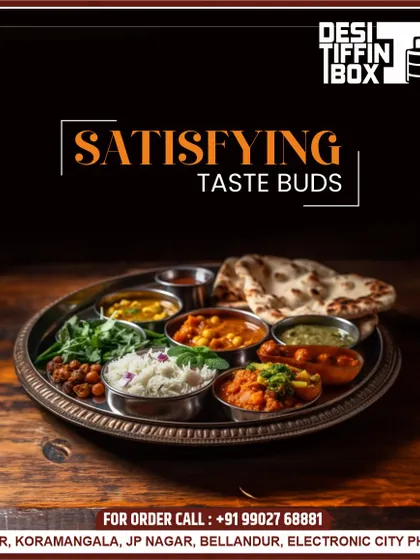 This is what a satisfying meal looks like. My complete North Indian thali includes a variety of dishes, from flavorful curries and dal to fluffy rice and soft rotis, all served on a traditional platter to give you that authentic ‘ghar jaisa’ feeling.