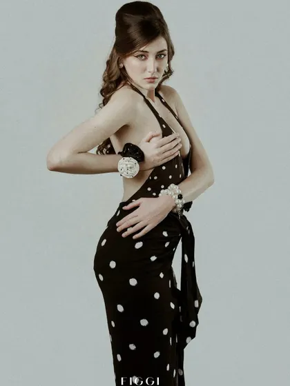 A classic pose from our Figgi Magazine editorial. I direct models to create elegant lines and shapes that highlight the fashion.