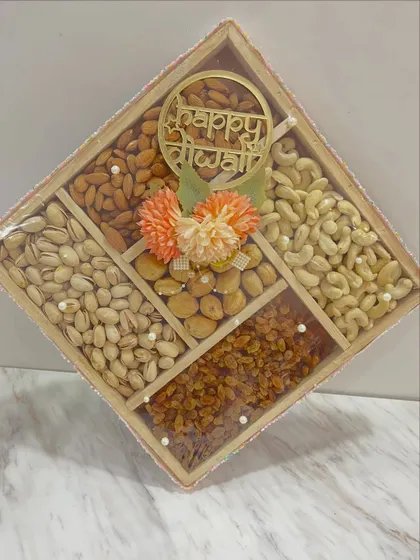 The complete custom dry fruit hamper, a perfect square of healthy and delicious festive treats.