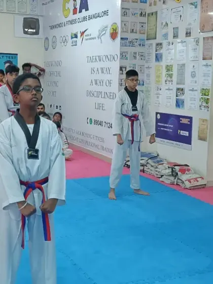 Senior students demonstrating their Poomsae for the class.