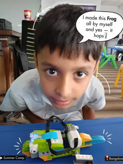 "I made this Frog all by myself and yes - it hops!" This student created a mechanical frog, learning about linkages and motion to mimic a real animal.