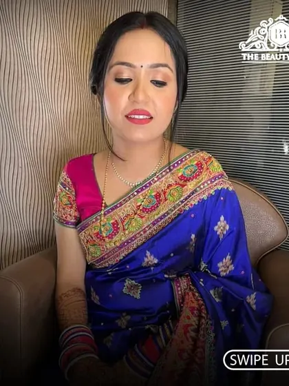 A lovely portrait showing the full effect of the makeup. It's a timeless look that is perfect for any traditional event.