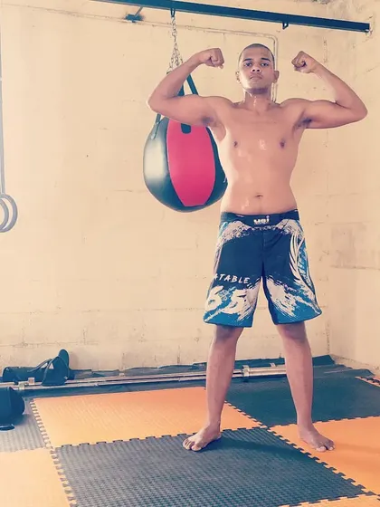 A throwback to a bulking phase. Building muscle mass is a key part of strength development for a fighter.