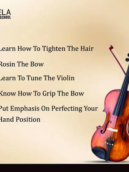 This graphic provides five essential tips for anyone starting their journey of learning the violin, from tuning the instrument to perfecting hand position.