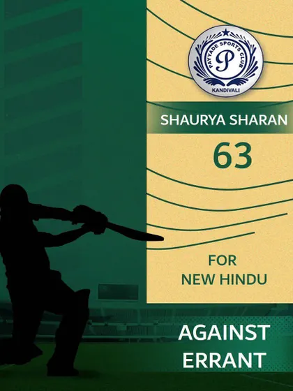 Shaurya Sharan played a good knock of 63 runs for New Hindu against Errant.